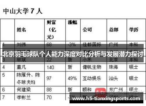 北京羽毛球队个人能力深度对比分析与发展潜力探讨
